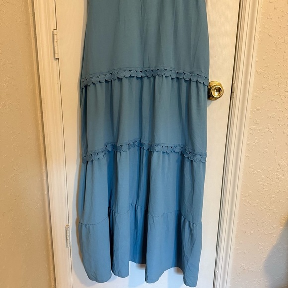 NWT Women Girly Baby Blue Summer Maxi Dress Ruffled Sleeve - Picture 4 of 10